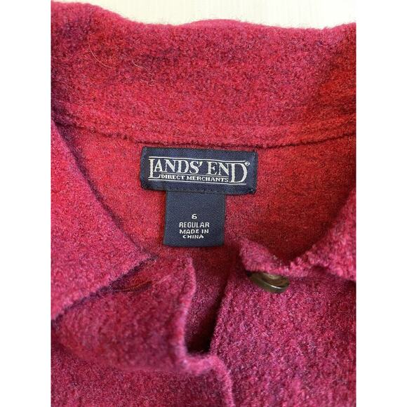Lands End Wool Red Cardigan Sweater Button Down Coat Women's Size 6 EUC - Picture 4 of 7